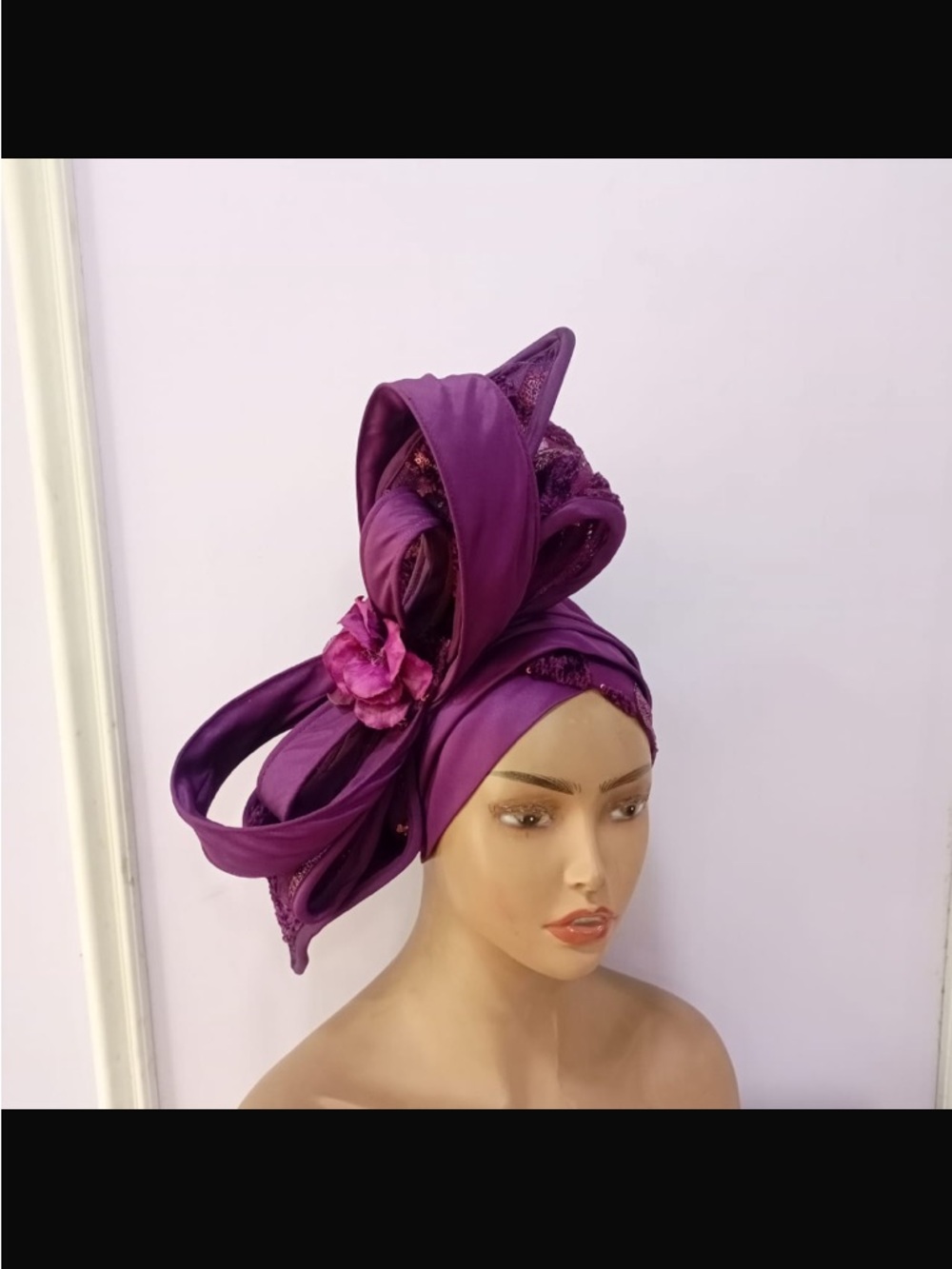 Purple Headwrap Turban with Decorative Bow